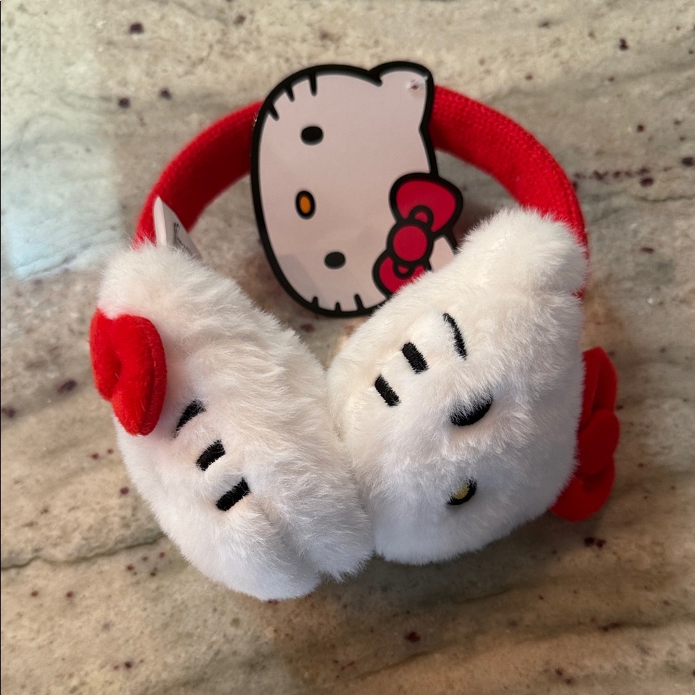 Hello Kitty Red and White Fuzzy Earmuffs